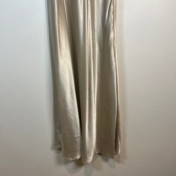 VTG 90s Y2K Satin Maxi Dress Sz Small Champagne Slip Gown Bias Cut Minimalist - Picture 4 of 13